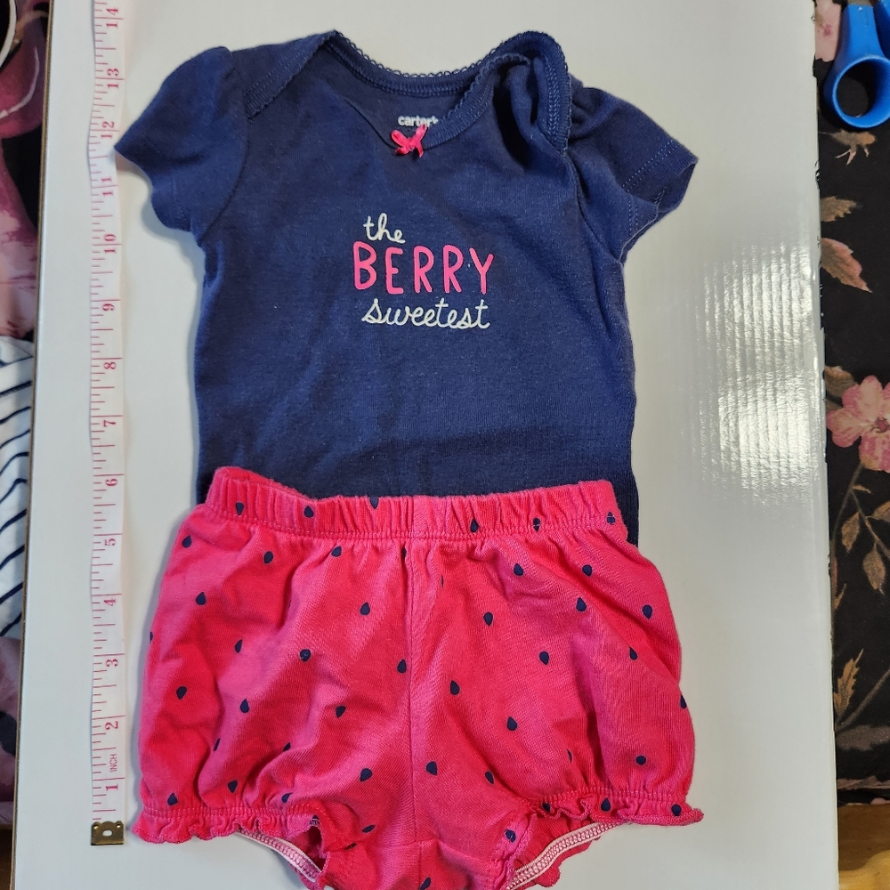 Carter's baby set strawberry bloomers onesie